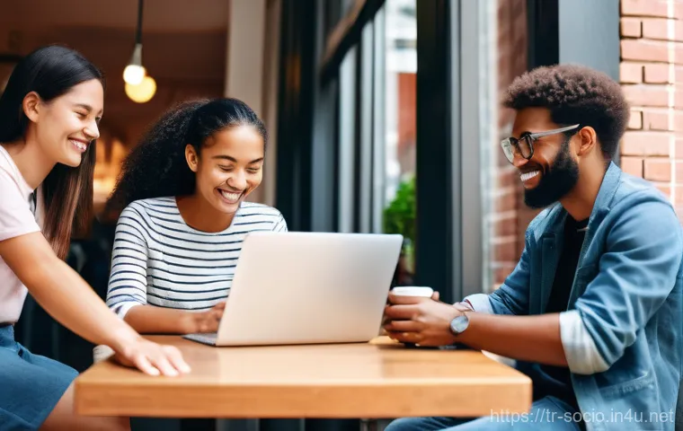 사회윤리와 법적 규범 - **Digital Community and Ethical Interactions:** A diverse group of people, aged 18-50, are seated co...