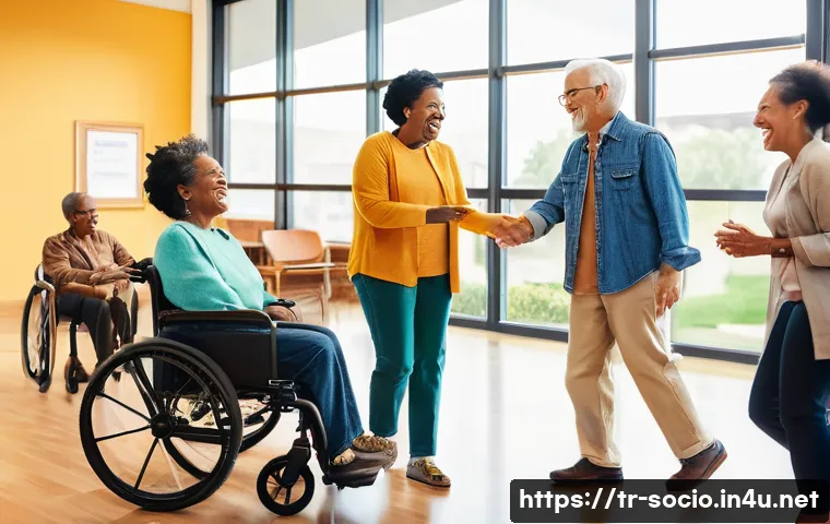 사회적 낙인과 재사회화 - **Prompt:** A diverse group of people, including individuals of various ages, ethnicities, and a per...